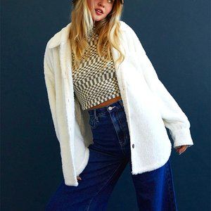 PacSun Homecoming Sherpa Button Down White Shacket Jacket Size XS/S & M/L